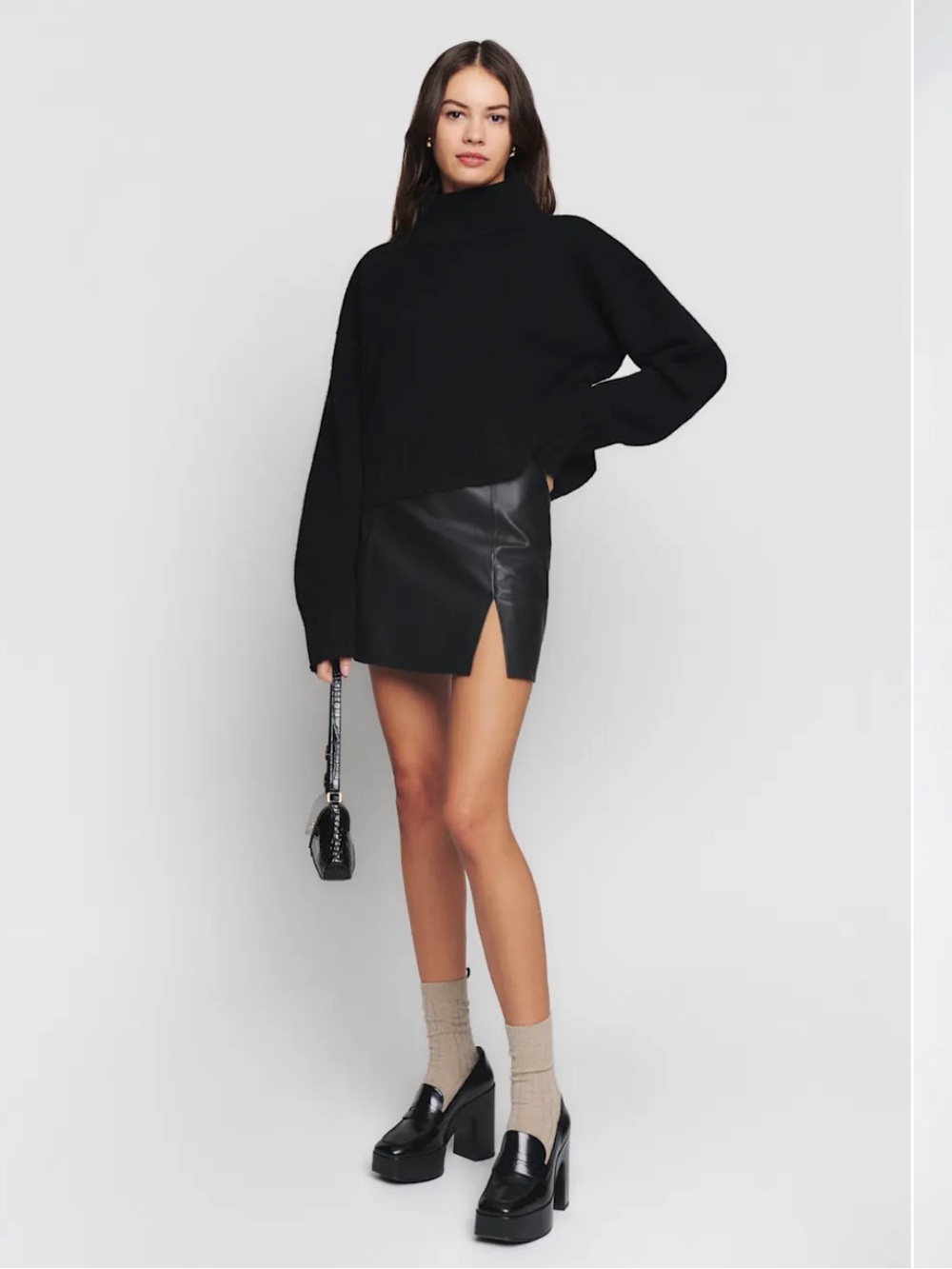 🖤 REFORMATION x VEDA • NWT, Margie Genuine Leather Mini Skirt